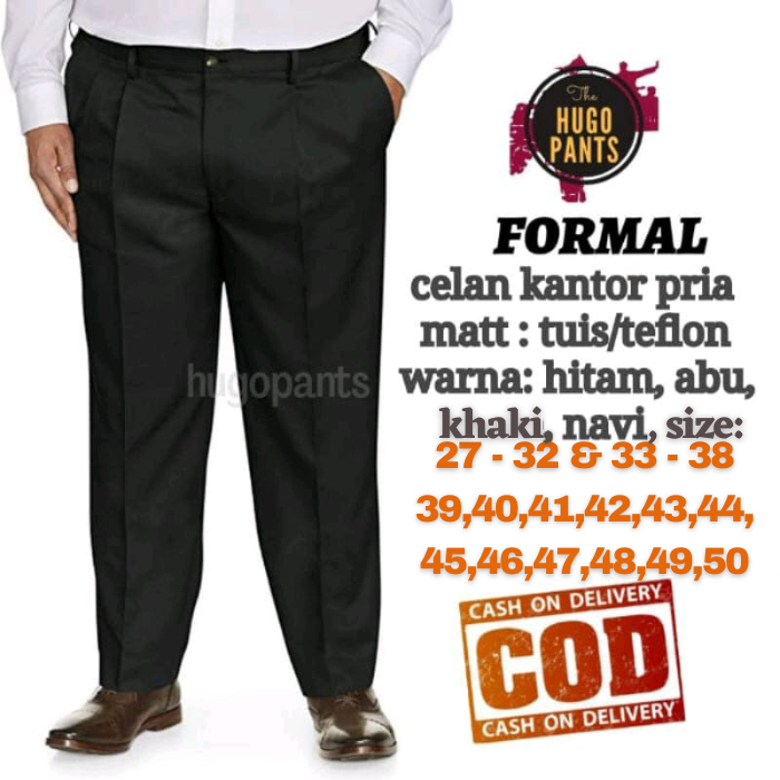 CELANA KERJA PRIA CELANA KAIN / FORMAL / BAHAN / KANTOR / JUMBO / CELANA BAHAN HITAM PRIA