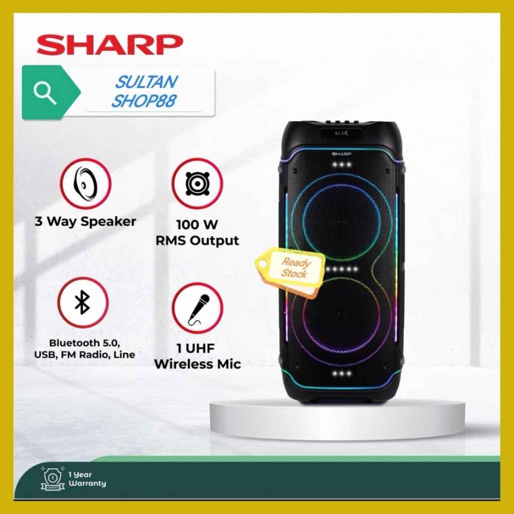 SHARP SPEAKER AKTIF PARTY CBOX-PS21PB WOOFER 10 INCH I SPEAKER AKTIF SHARP CBOXPS21PB WIRELESS BLUET