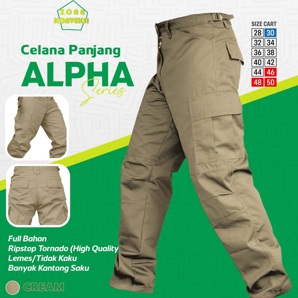 Celana Lapangan Banyak Kantong Warna CREAM | Celana Dinas Lapangan Proyek, Polisi, SATPOL PP Bahan R