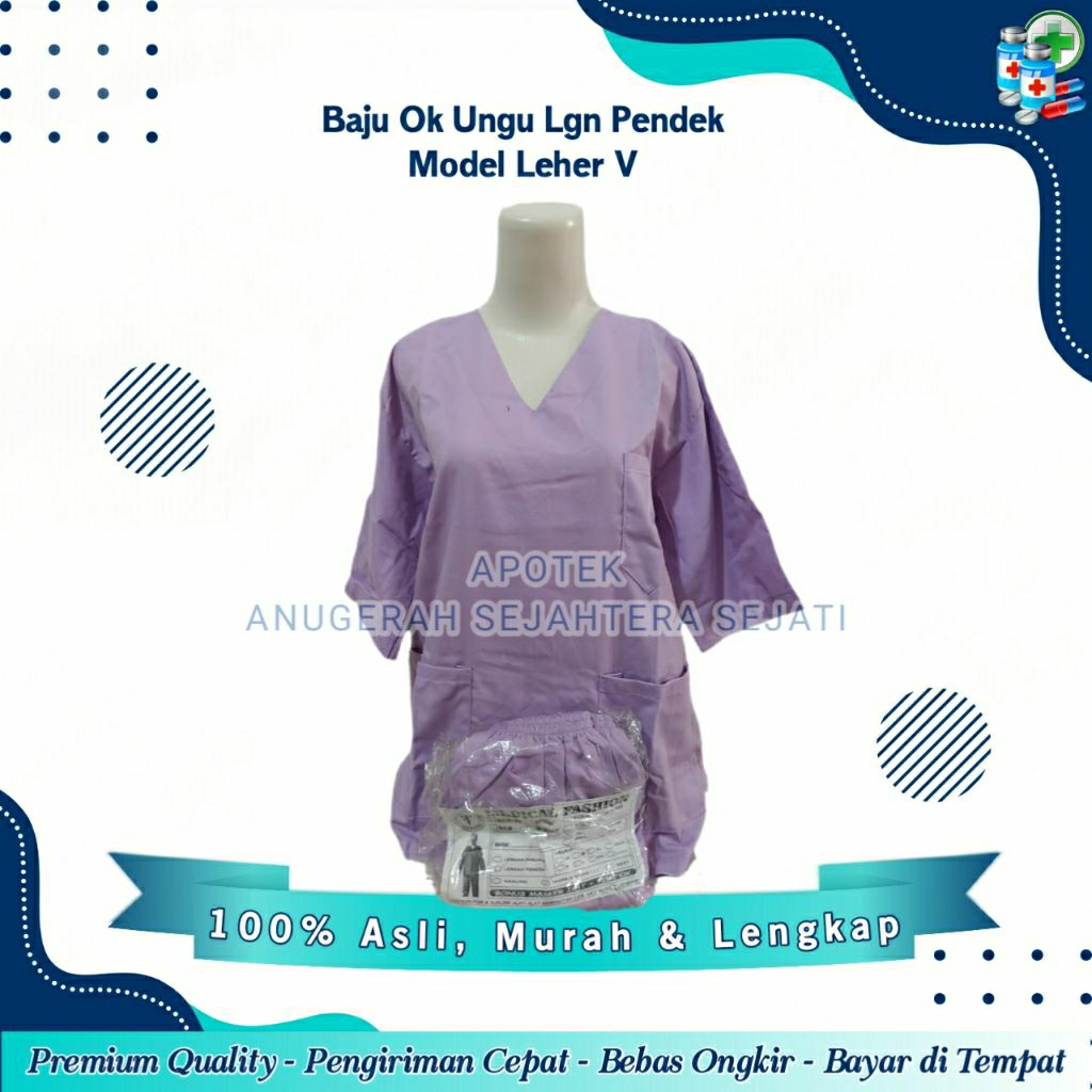 Baju OK / Baju Jaga / Lengan Pendek / Warna Ungu Model Leher V