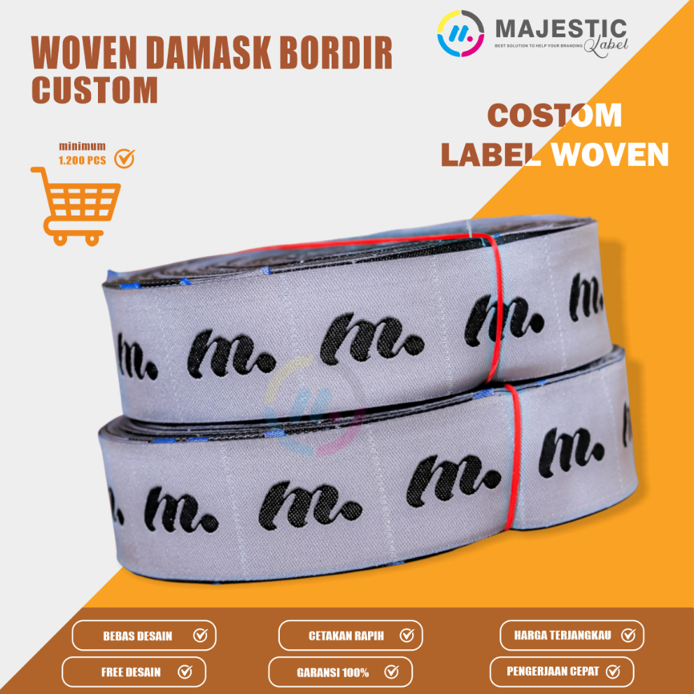 woven damask 3x6 label pundak baju/label woven damask/woven rajut murah
