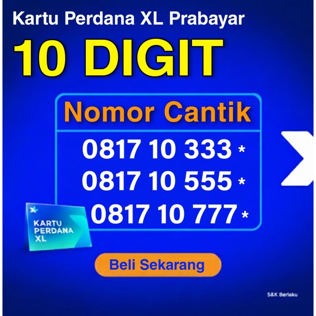 Kartu Perdana Nomor Cantik XL 10 Digit - Nomer XL 10 Angka