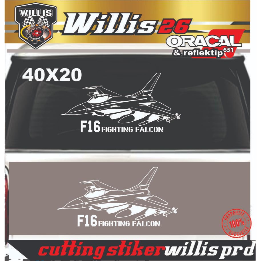 STIKER CUTING PESAWAT F16 STIKER KACA BELAKANG MOBIL STIKER KEREN