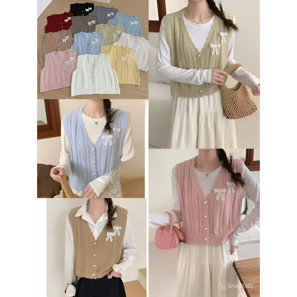 Vest Rompi Vintage Rajut YZ Outer KODE #2336 Bahan Rajut Baju Luaran Wanita Kekinian Rompi Korean St