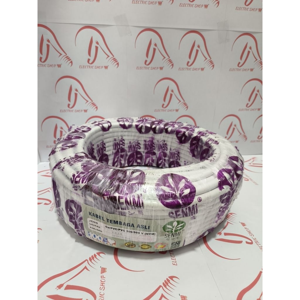 SENMI KABEL NYM 2 X 2,5 50Y - KABEL NYM KULIT PUTIH 2 X 2,5 2.5 45 METER - KABEL NYM  KAWAT TEMBAGA 