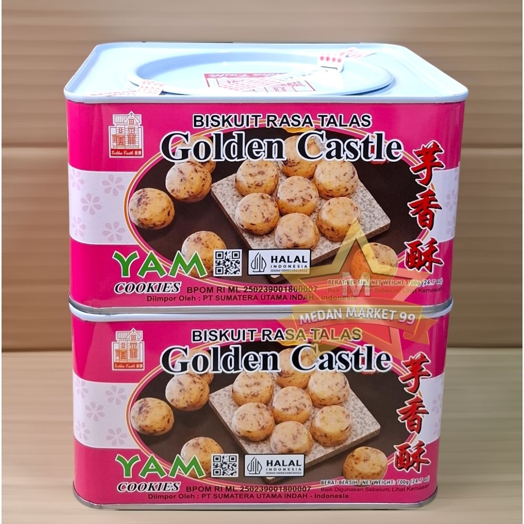 GOLDEN CASTLE YAM COOKIES VEGETARIAN 700gr | BISKUIT KELADI IMPORT MALAYSIA