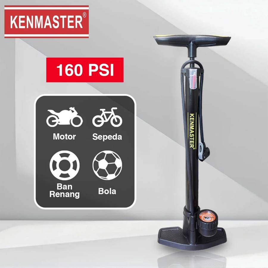 Pompa Sepeda Ban 160 PSI Tabung Hitam - Kenmaster NEW Pompa Sepeda Motor / Pompa Bola