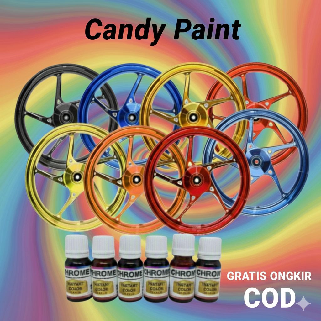 Candy Paint Pewarna Logam Pengkilap Velg Body Kendaraan Motor Mobil Candy Chrome Paint Metalik