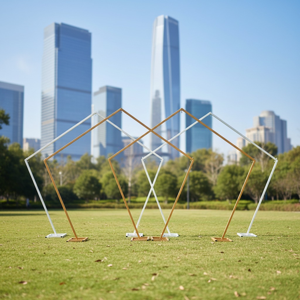 Backdrop Besi Sudut Segi Lima 2x2m Gold