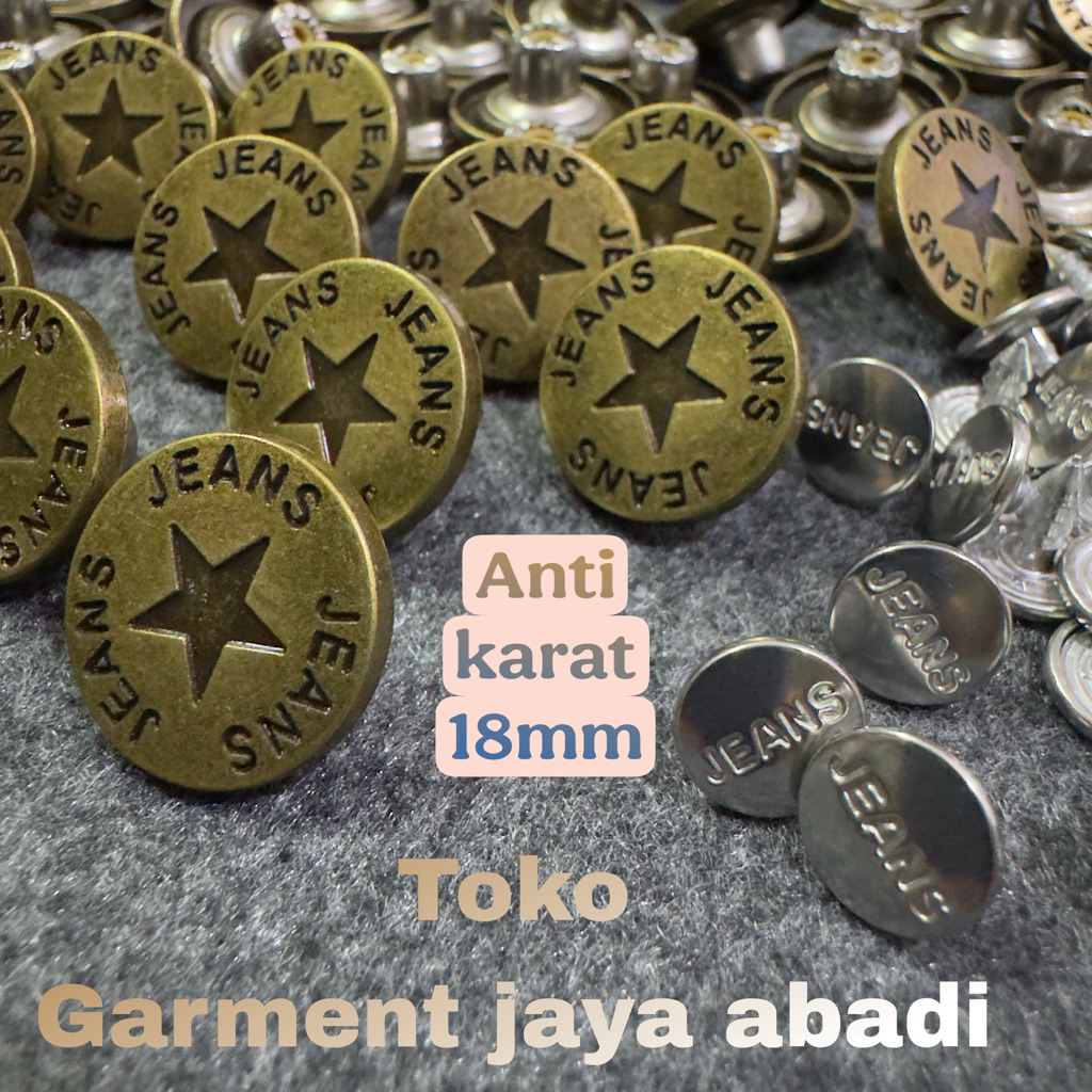 kancing levis anti karat 18mmJEANS BINTANG/ lusin