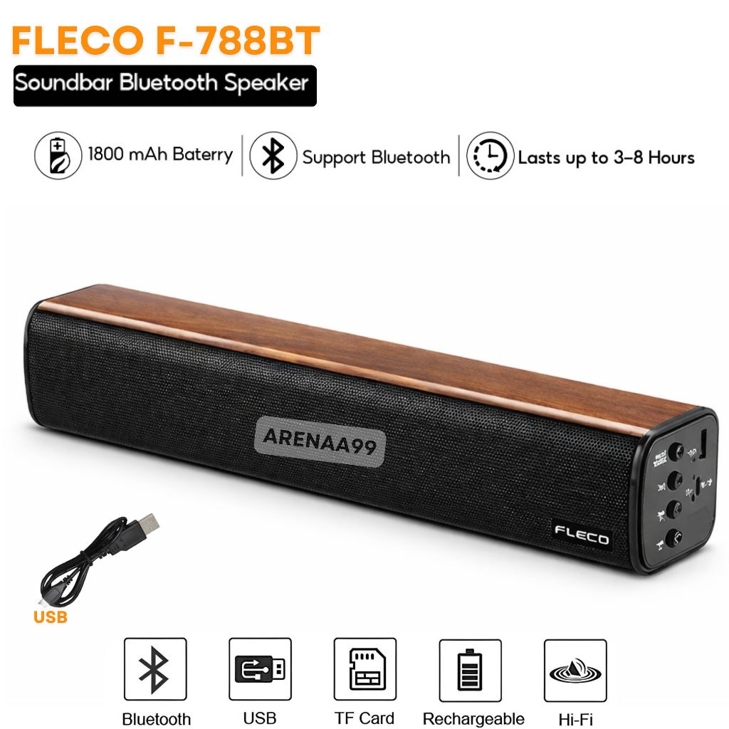 Speaker Bluetooth  Full Bass, Laptop, Komputer, HP SOUNDBAR FLECO F 788BT Speaker USB Komputer | Spe