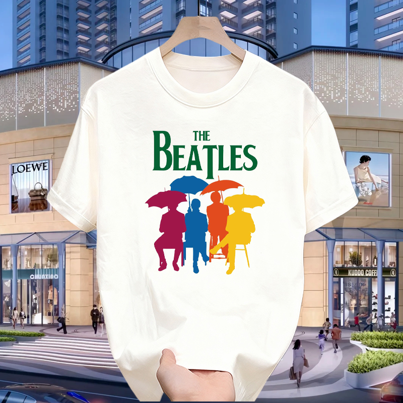 100% Original - Rollingstout T-Shirt Band Beatles | Kaos Rock Pria Putih Terlaris