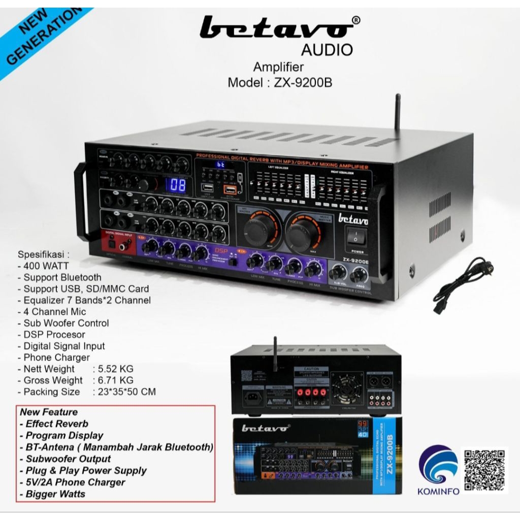 AMPLIFIER BETAVO  ZX9200B BLUETOOTH USB