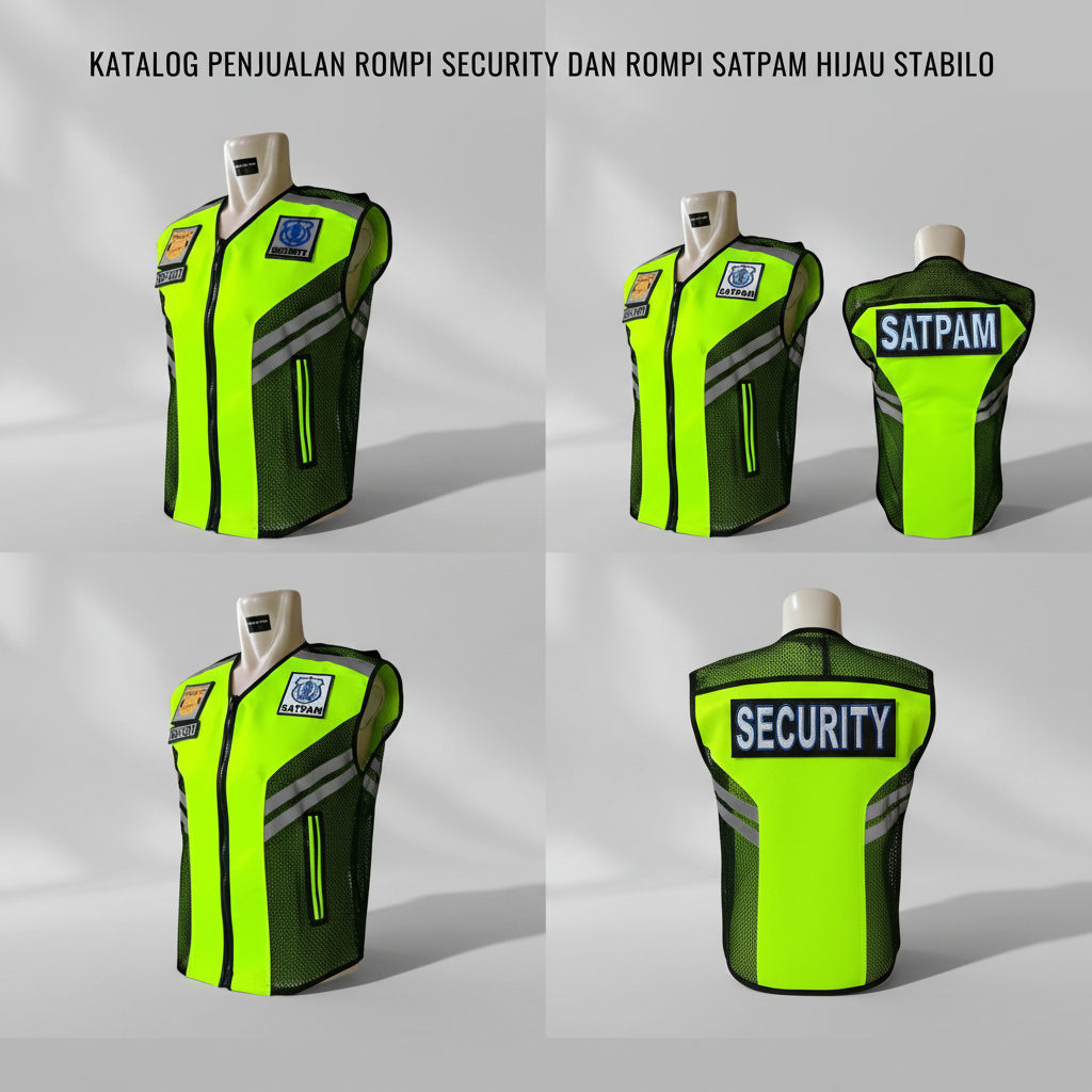Gratis Bordir Nama - Rompi Security dan rompi Satpam Hitam Stabilo Bahan Taslan Premium Anti Air
