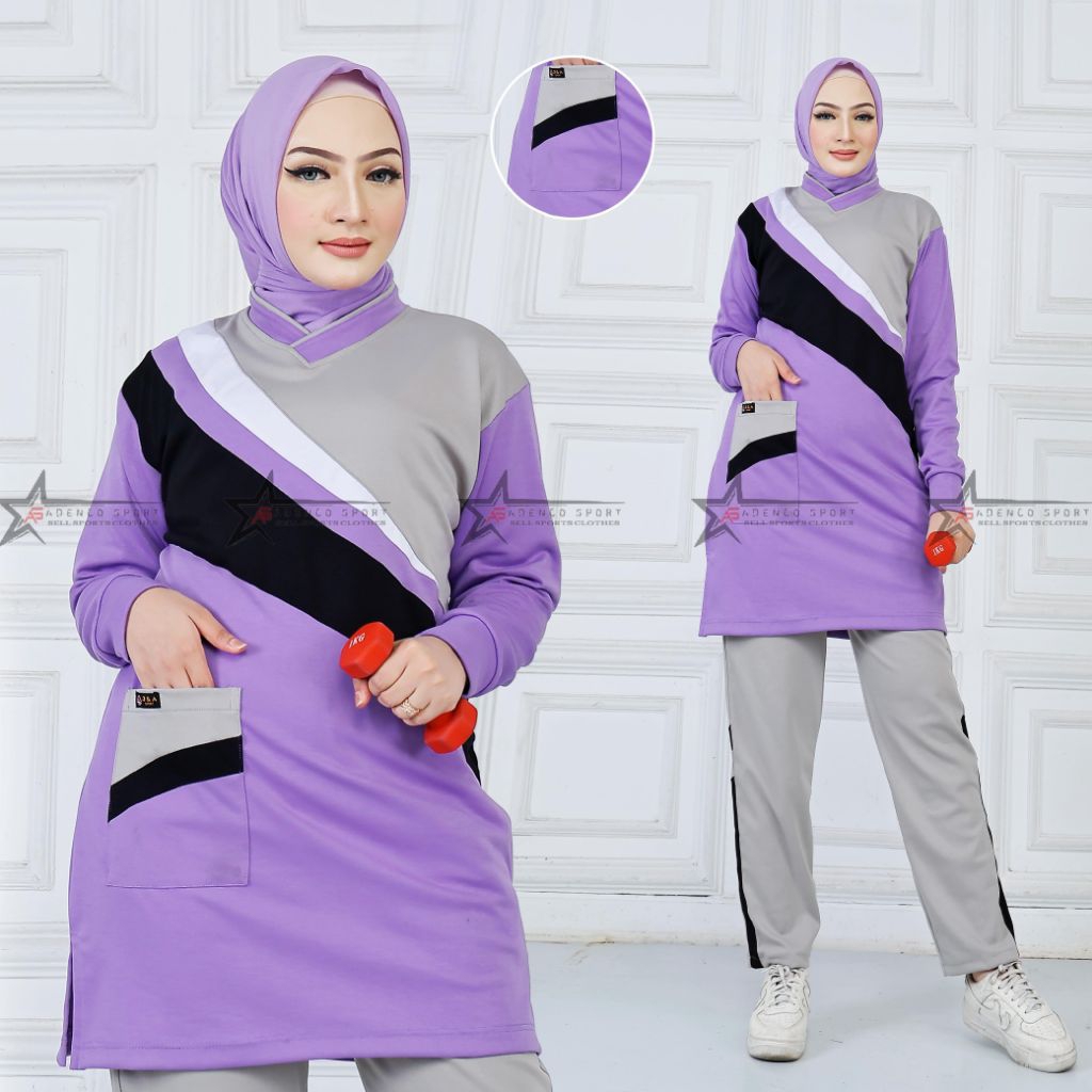 Setelan Tunik 0.25/Setelan senam wanita muslimah/baju senam/Aerobik/Olahraga wanita muslimah/setelan