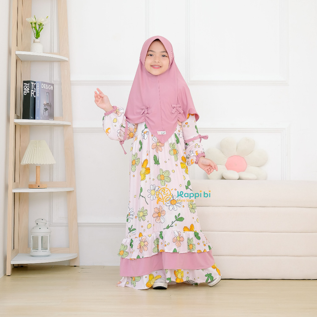 Shofia Dress Khimar by Happi Bi - Dress Gamis Anak Perempuan Plus Jilbab, Gamis TK, Gamis Paud, Baju