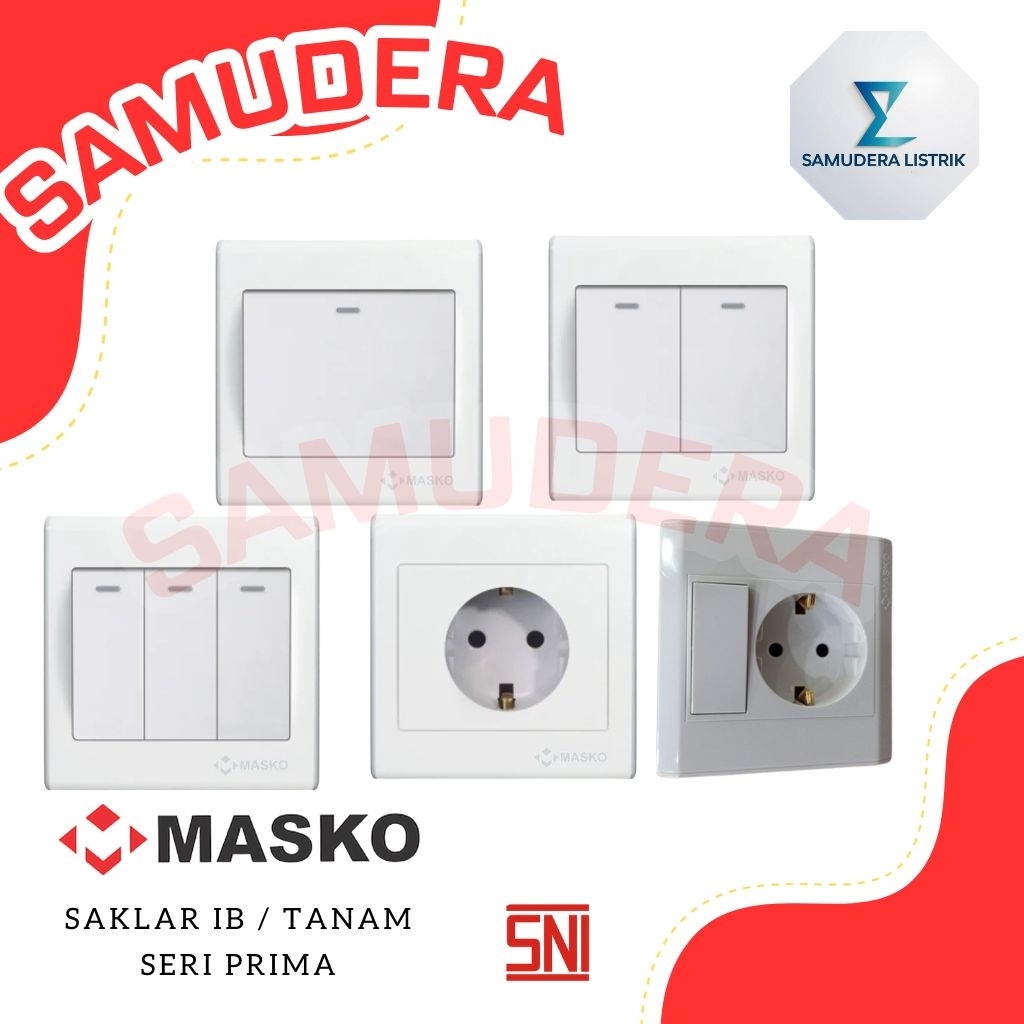 SAKLAR LAMPU TANAM IB MASKO PRIMA ENGKEL / SERI / STOP KONTAK