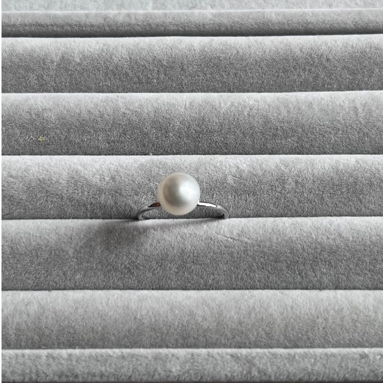 Cincin polos emas putih mutiara air laut 001