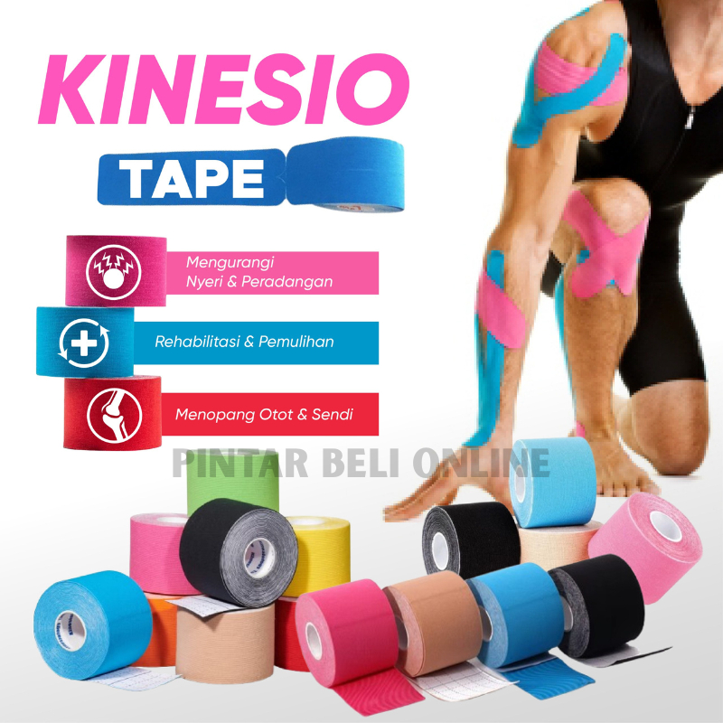 Kinesio Tape Elastis Sport Perekat Otot dan Sendi / KINESIO TAPE UKURAN 2.5 CM X 5 M / Kinesio Tape 