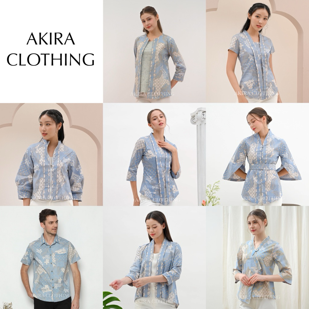 Atasan Batik Wanita Modern Blue ICE - Batik Couple - Batik Seragam - Batik Unik - Dress Batik - Bati