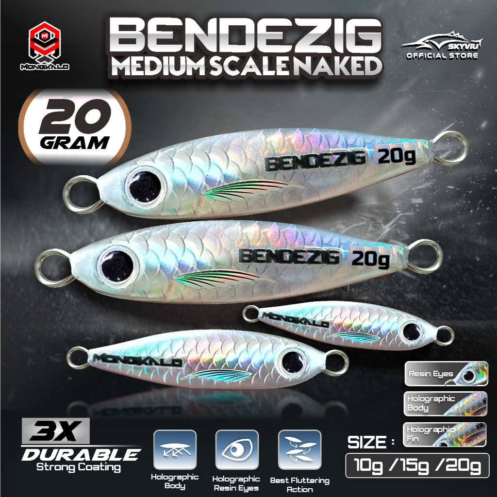Metal Jig 20 Gram MONGKALO BENDEZIG Sisik Naked 20gr Micro jig 20 g Silver Killer Umpan pancing Laut