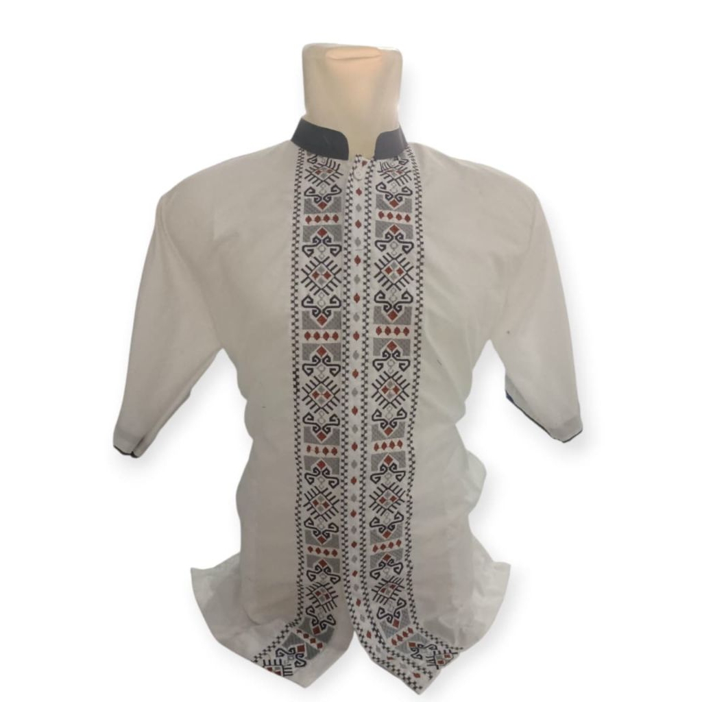 Kemeja Koko motif bordir kain Katun