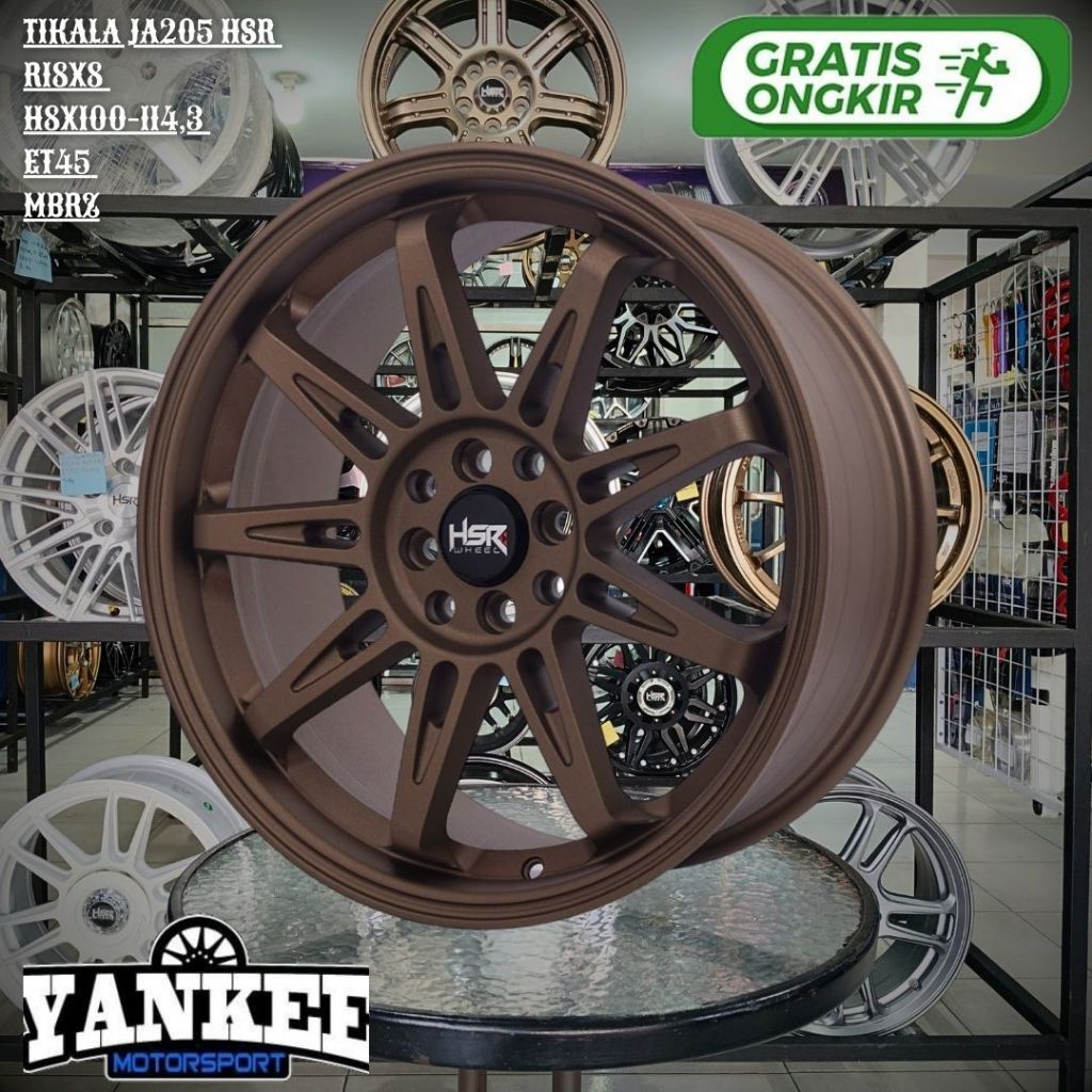 Velg Pelek racing Mobil HSR TIKALA JA205 Ring 18 R18 Bronze Lubang 8 ET45