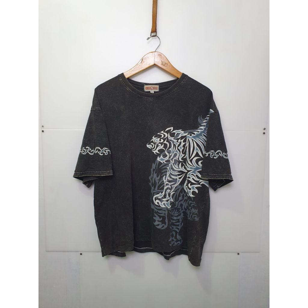 Kaos Vintage Tiger Art Tattoo  Sukajan
