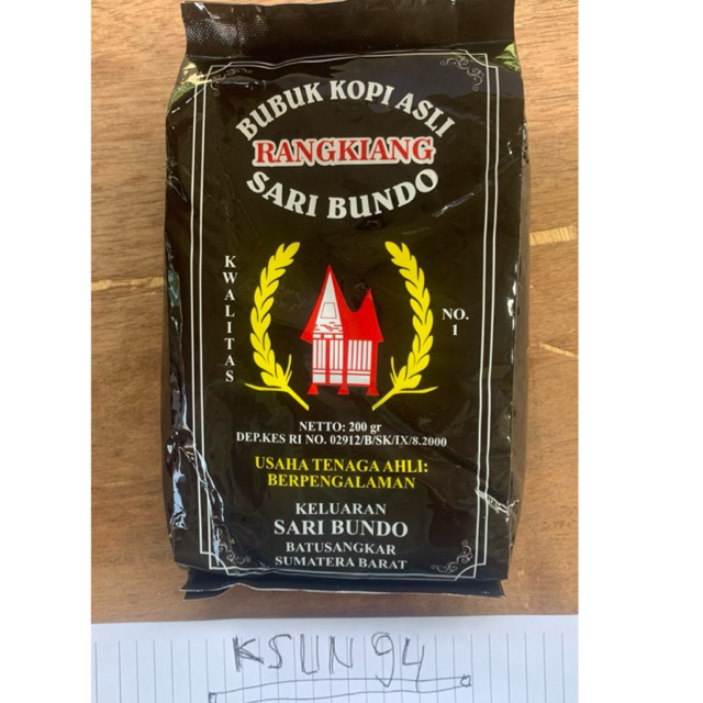Kopi Hitam Sari Bundo 175 gram | Kopi Bubuk Halus Sumatra Barat || Robusta