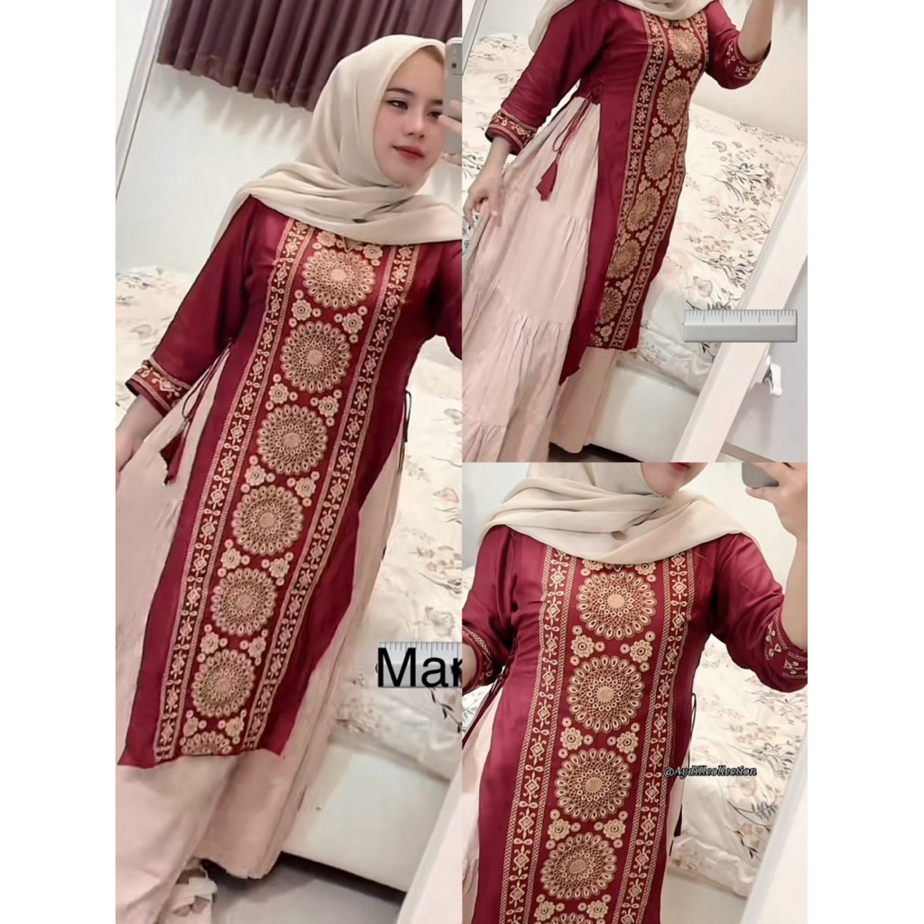 Gamis Hindi Lidah Hitam Anggun mewah