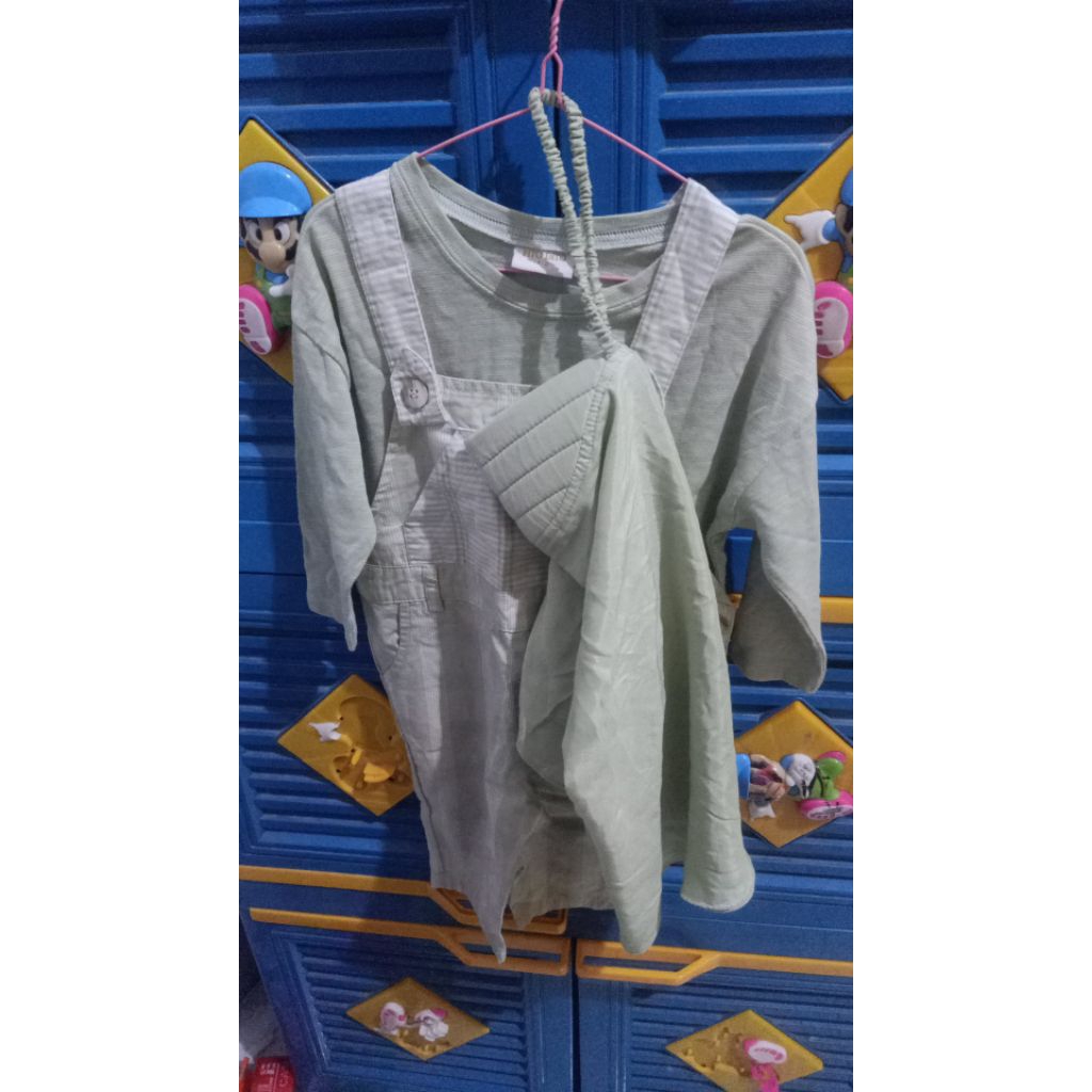 Overall set hijab anak perempuan pitodito