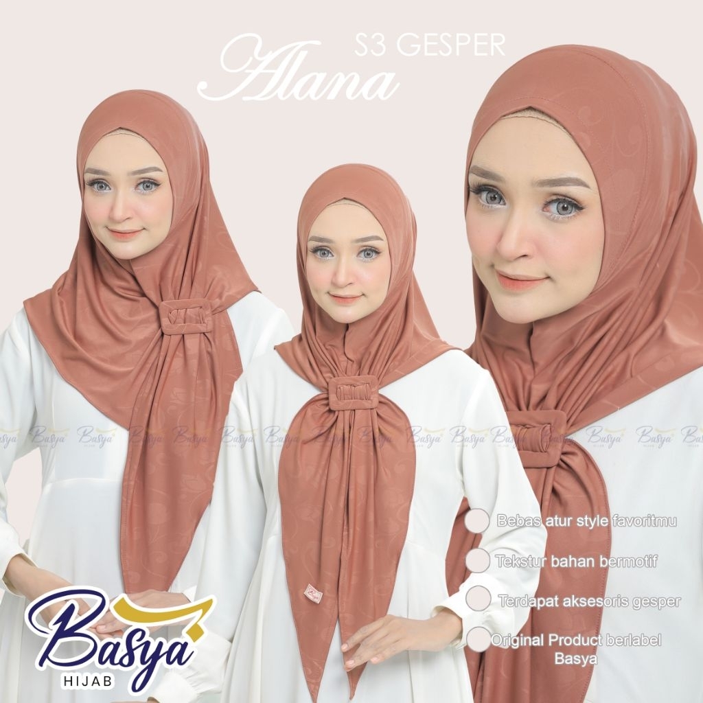 (BASYA) SEGITIGA ALANA GESPER TULIP•hijab instan segitiga motif•hijab jersey  tulip 3D.jilbab motif 