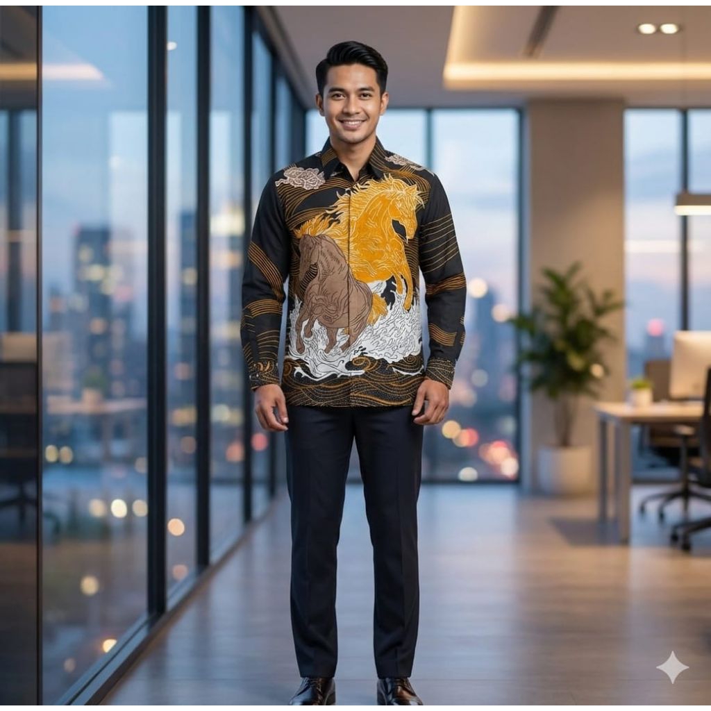 kemeja batik motif kuda hoky