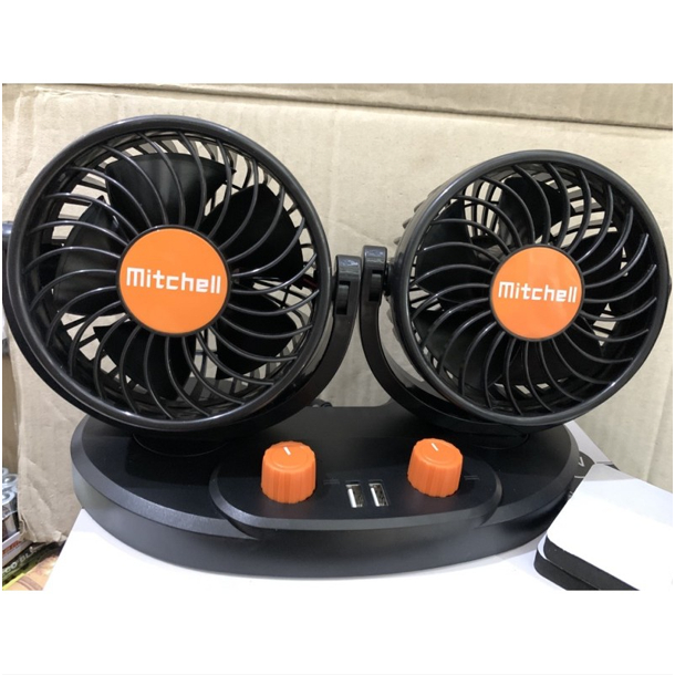 KIPAS ANGIN MOBIL MITCHELL T357 T358 12 volt 24 volt plus 2 colokan USB MITCHELL CAR FAN DUAL FAN