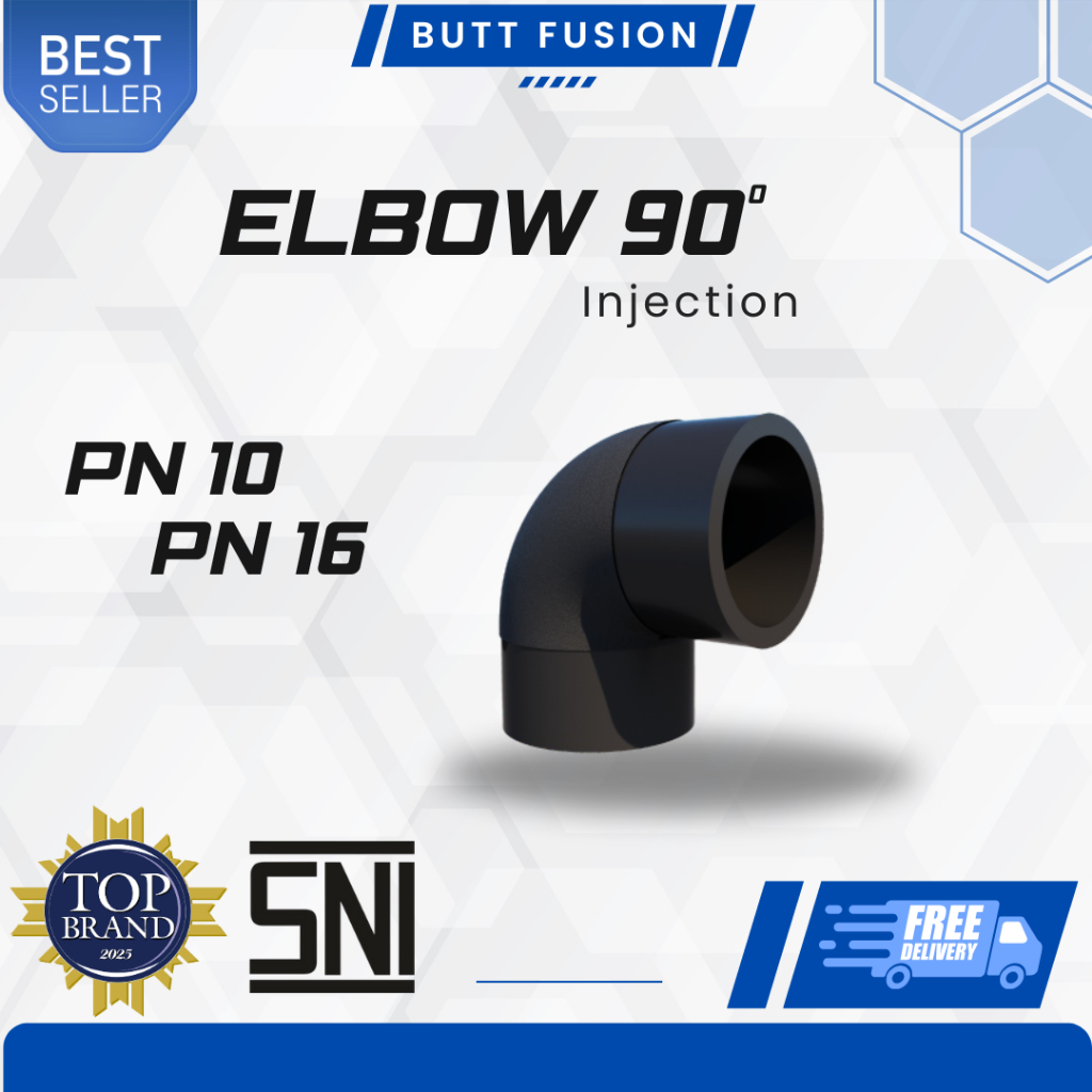 Elbow Pipa Hdpe 90* Ukuran 12 Inch 315 mm PN 10 dan PN 16 | Elbow Fitting Pipa HDPE Butt Fusion