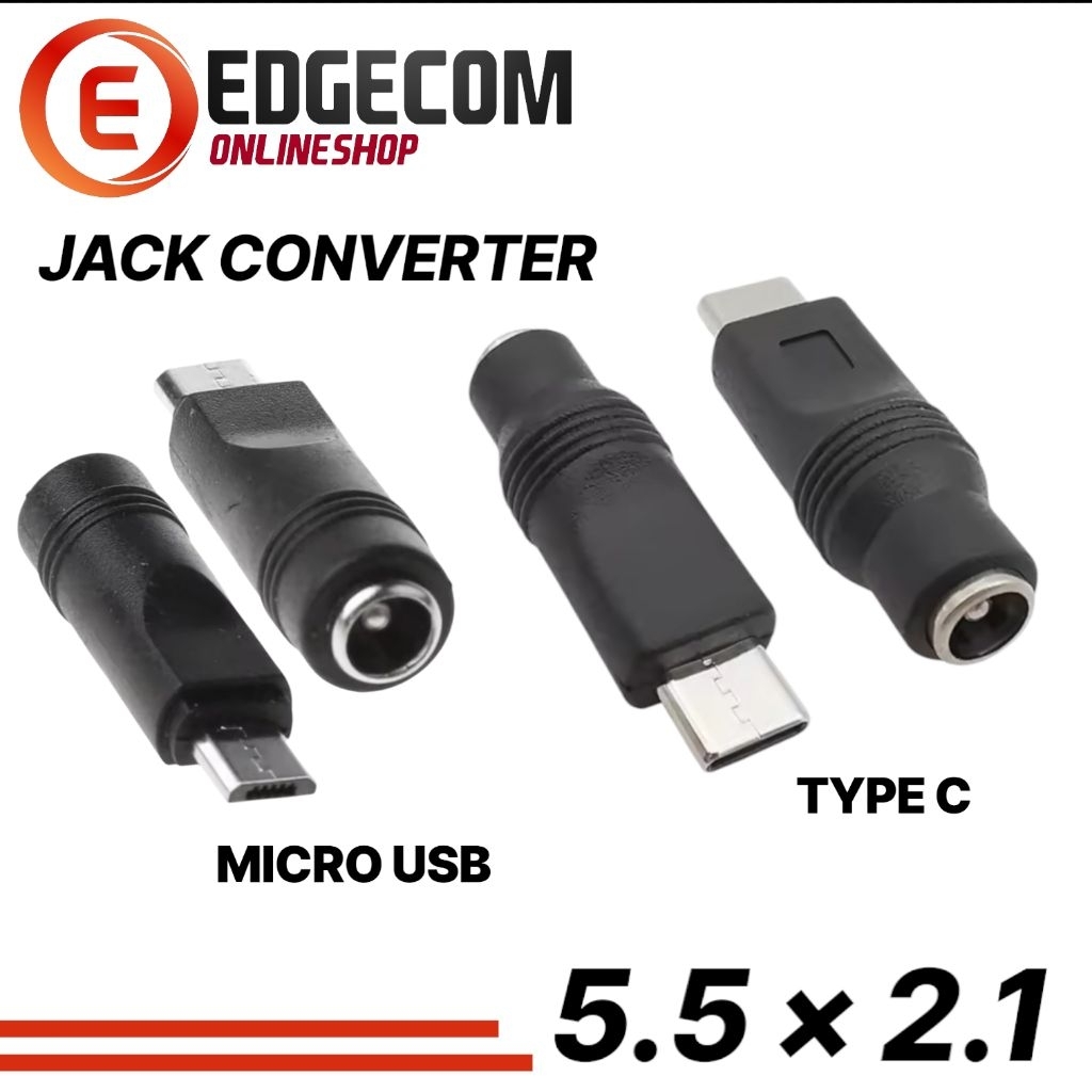 Jack Konektor TYPE C to DC 5.5 X 2.1mm / Micro USB to DC 5.5mm x 2.1mm Adapter