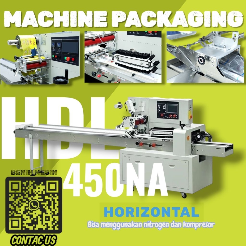 MESIN PENGEMASAN OTOMATIS HIGH SPEED BISKUIT/ROTI/SABUN/COKELAT  HDL 450 NA