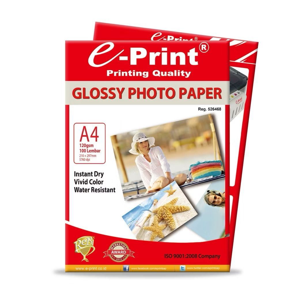 E-PRINT Glossy PHOTO PAPER A4 120 GSM 100 LEMBAR