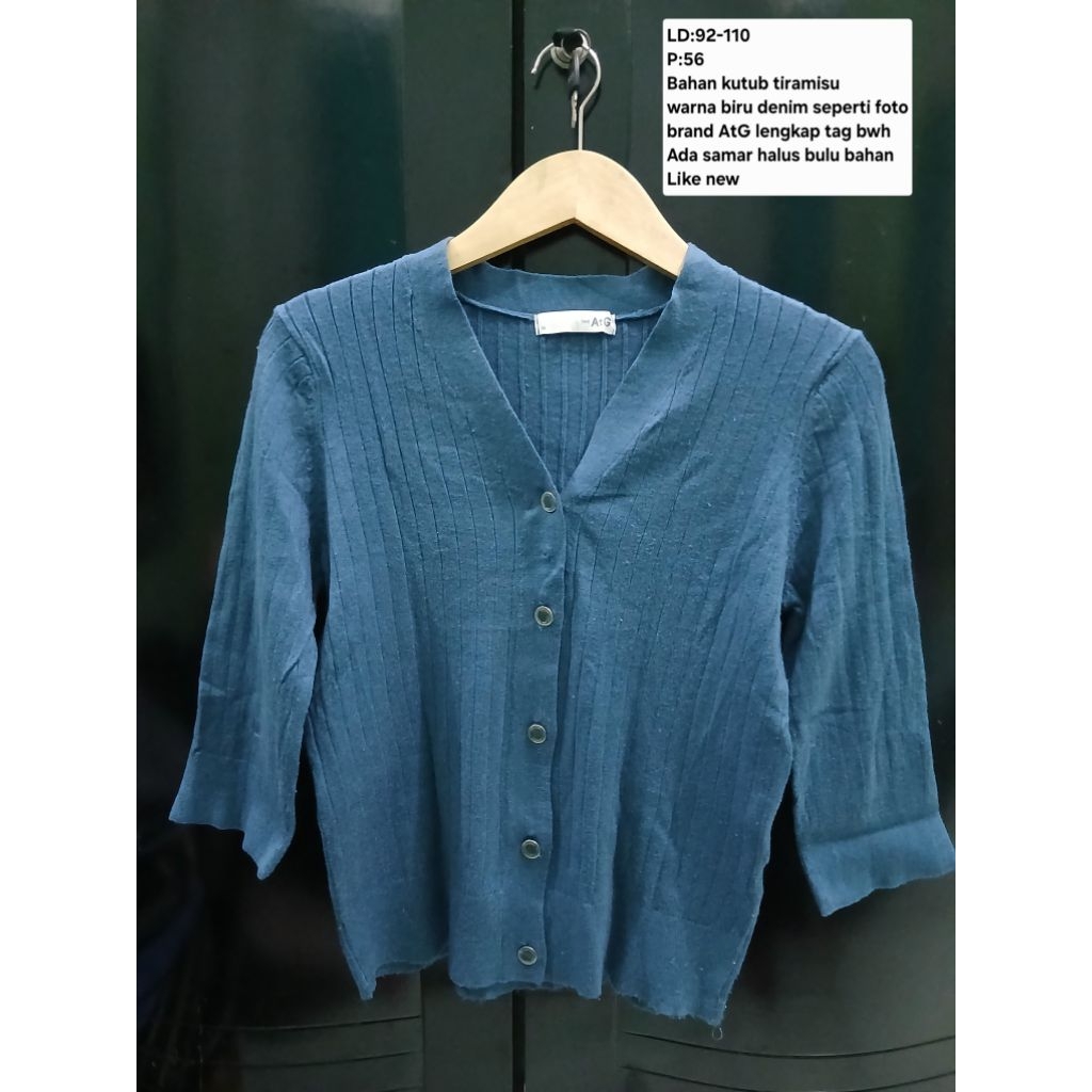 (COD)AtG atasan cardigan kutub tiramisu wanita pressbody warna biru emerald/biru denim