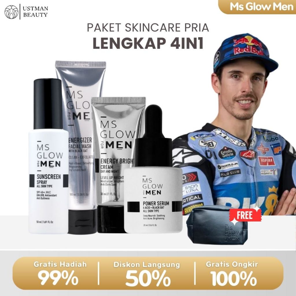 Ms Glow For Men Paket Wajah Pria Skincare Cowok Paket Lengkap Sunscreen Wajah ms glow men Official S