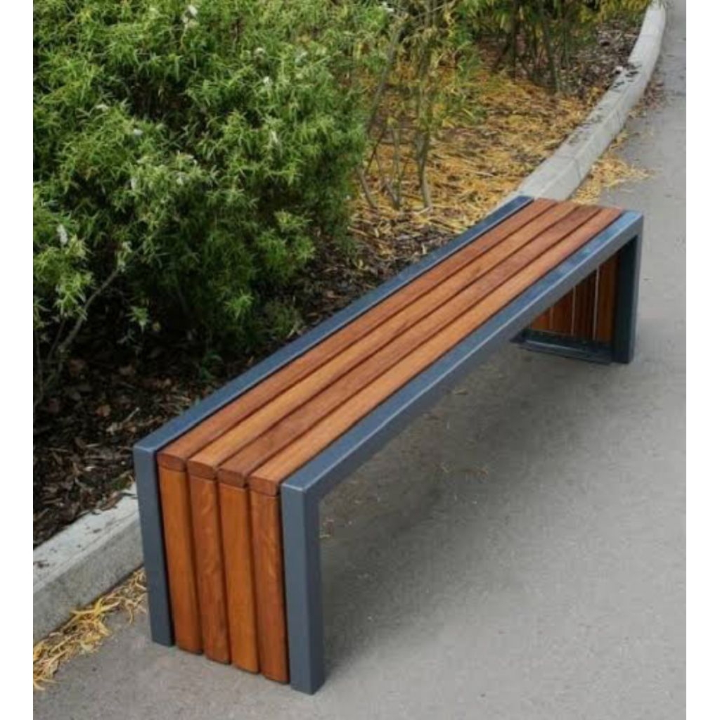 bangku panjang besi hambalan kayu / taman / kursi rumah / kursi tunggu