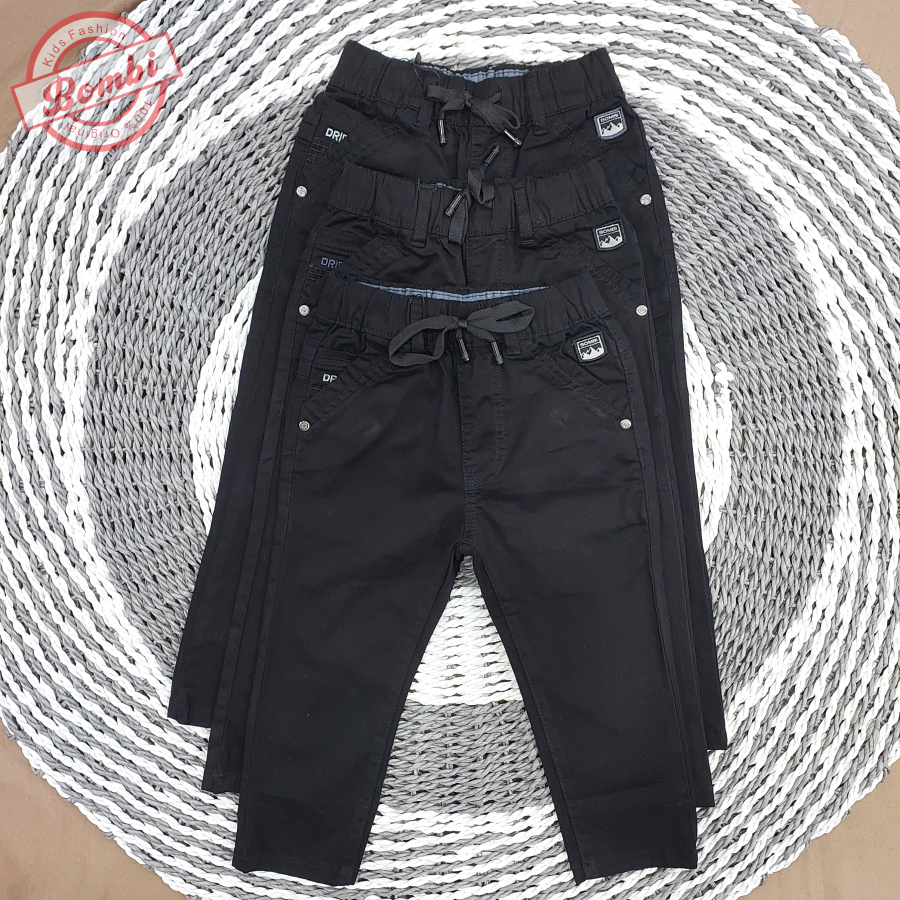 Bombi Kids Celana Panjang Anak Laki-Laki Katun Premium Hitam Polos Tebal & Nyaman Terbaru | DRIFT