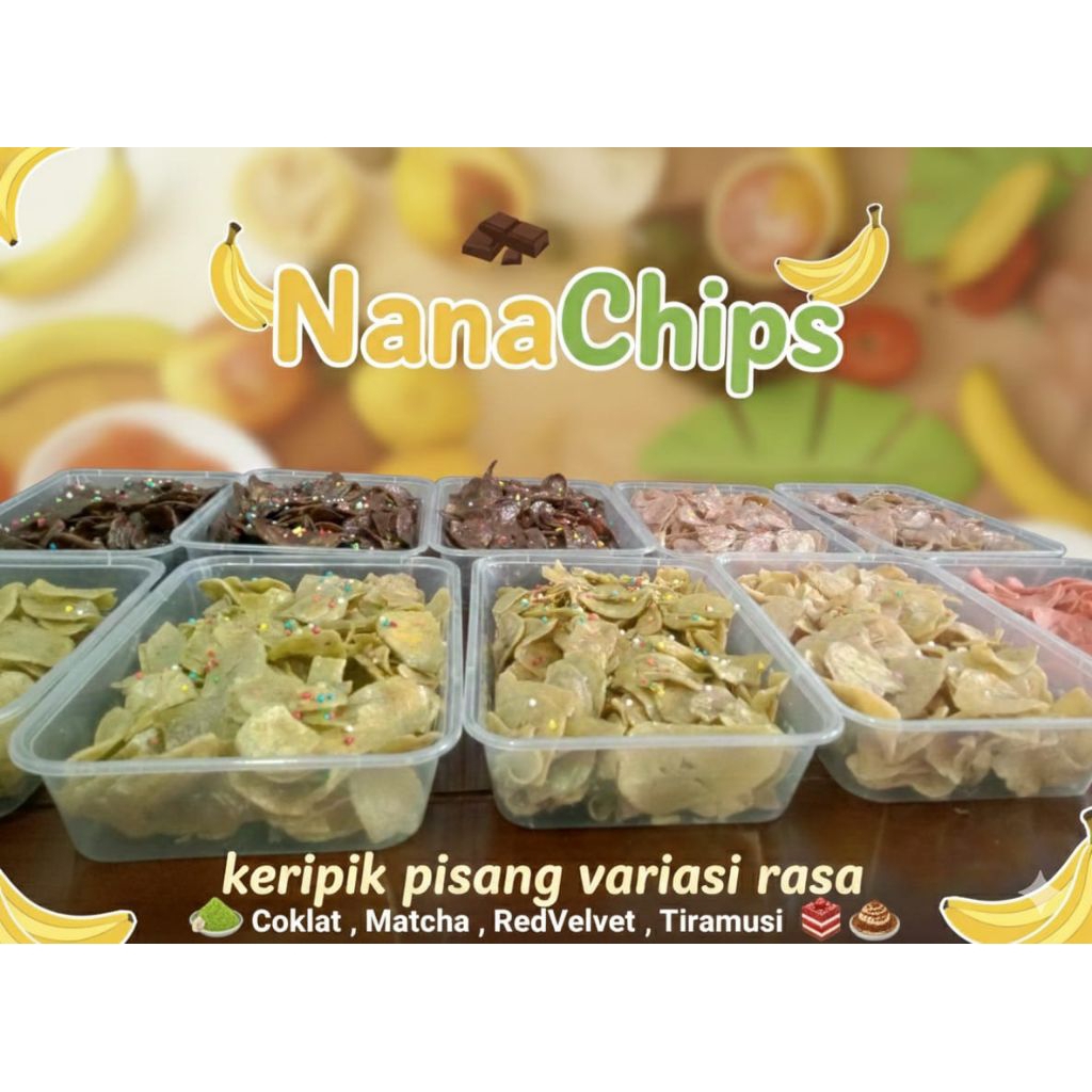 KERIPIK PISANG LUMER VARIAN RASA (COKLAT/TIRAMISU/MATCHA/BLUEBERRY/Raspberry) kemasan twinwall 500ml