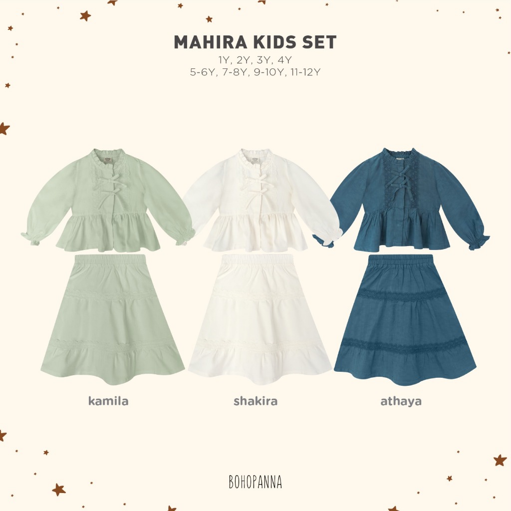 Giggles - Mahira Kids Set | Bohopanna | Setelan Muslim Couple Mom dan Anak Perempuan Raya Collection