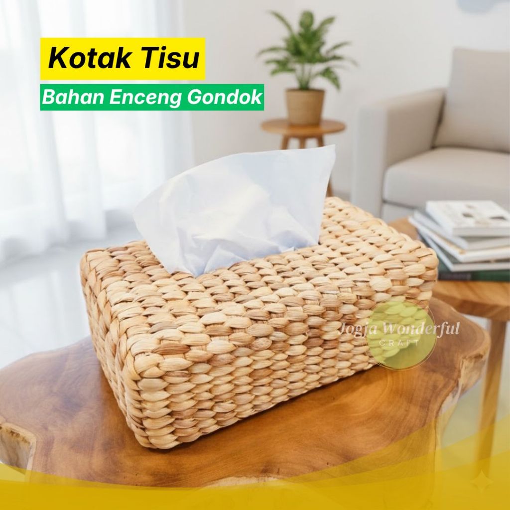 JOGJA WONDERFUL / Box Tisue Enceng Gondok Anyaman Alami Estetik