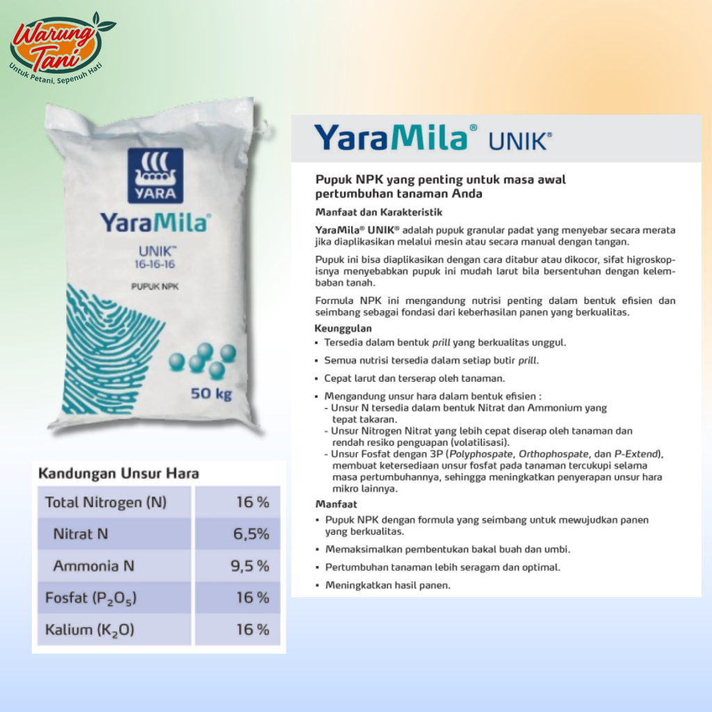 Pupuk NPK YaraMila Unik 16-16-16 50 KG