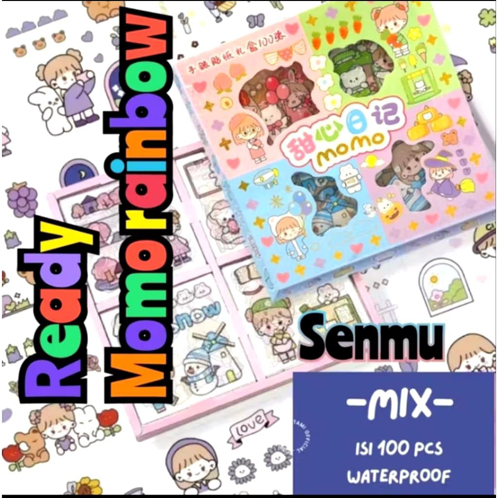 Sticker Momo Rainbow Pelangi Mix 4 warna Original Isi 100 Pcs 1 Box