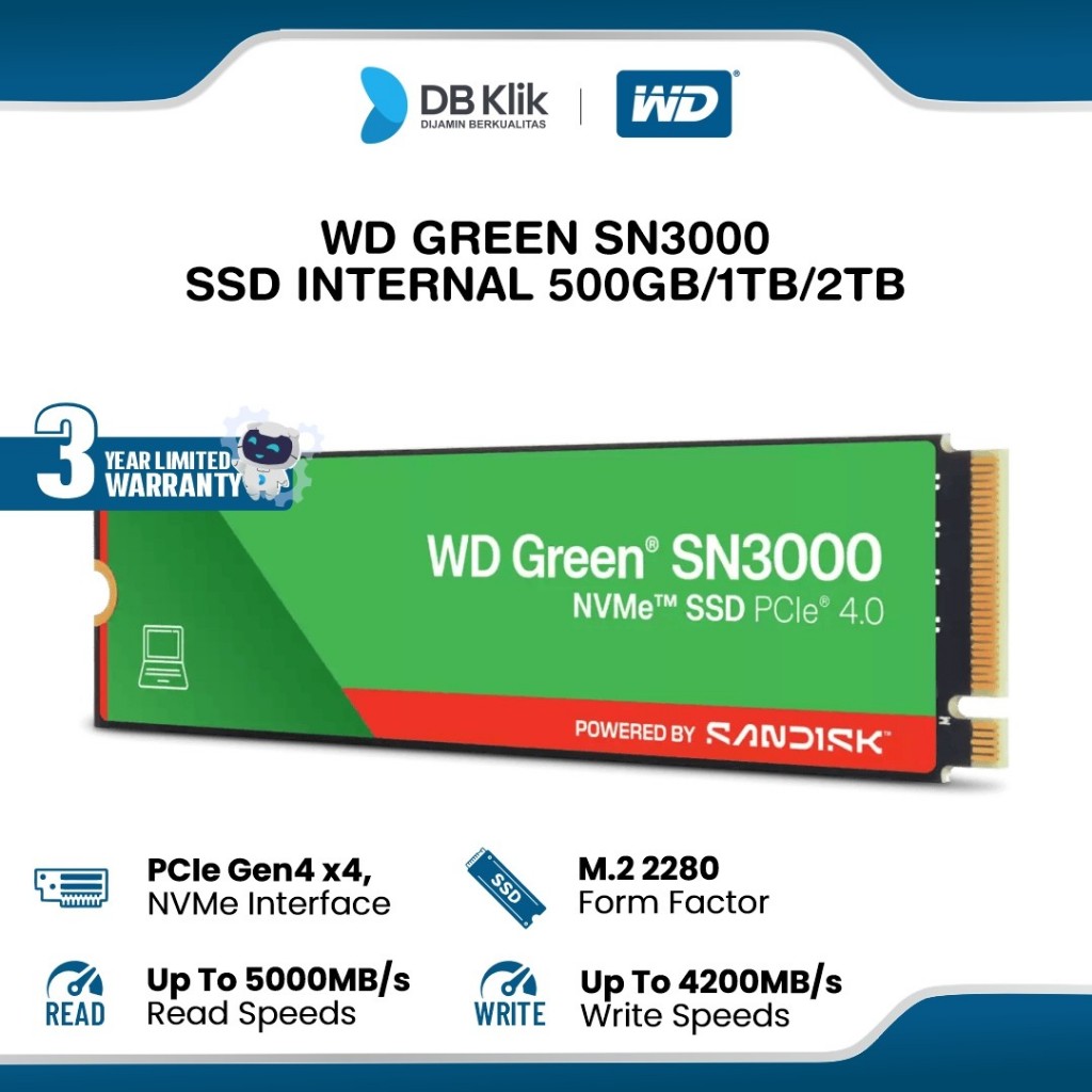 SSD Internal WD Green SN3000 M.2 NVMe PCIe Gen 4