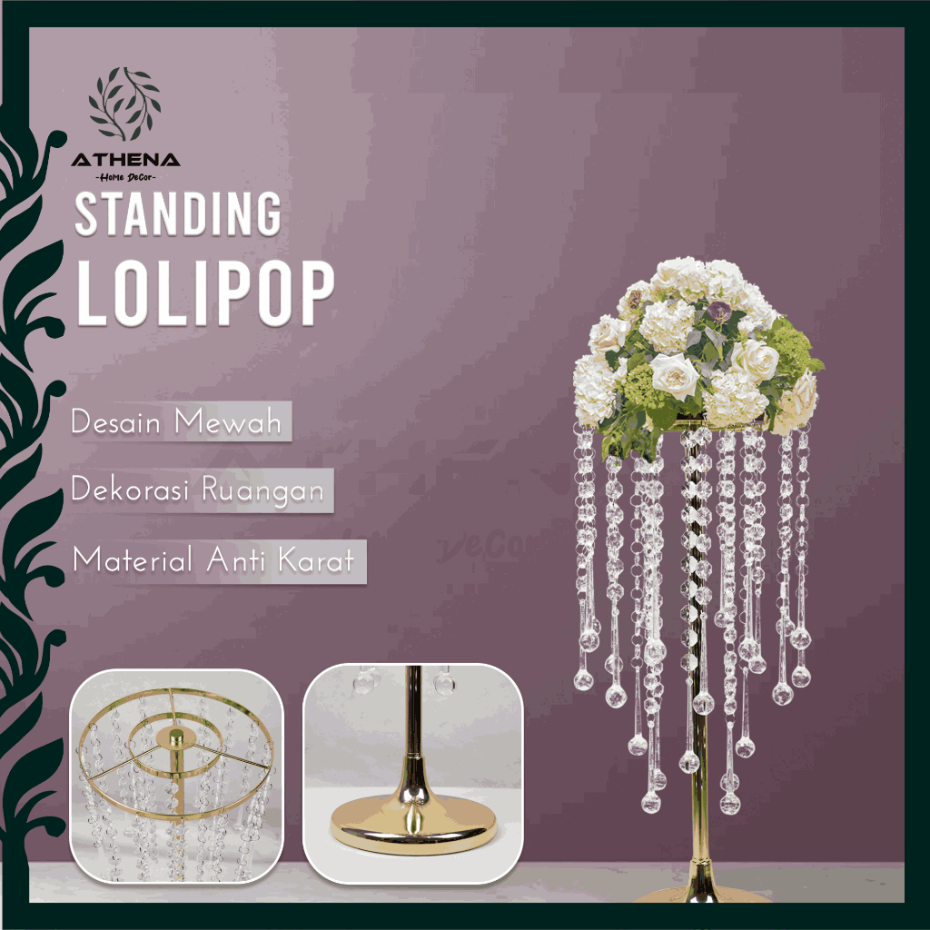 VAS BUNGA STANDING LOLIPOP | DECOR WEDDING SURABAYA | HIASAN MEJA MEWAH | DEKORASI PELAMINAN