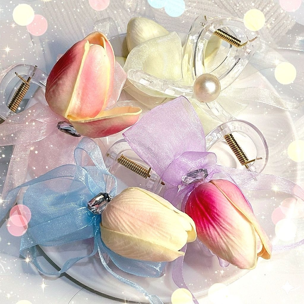 JEPIT RAMBUT TULIP KRISTAL RUMBAY JEPIT RAMBUT TULIP KOREA